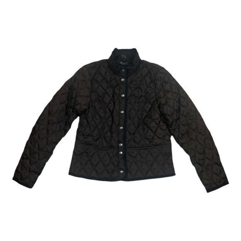 Eddie Bauer Womens Quilted Goose Down Jacket Size M Snap Closure Brown EB 650